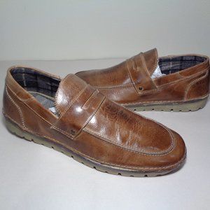 Roan Size 11 M FAULKNER Tan Rustic Leather Slip On Loafers New Men's Shoes